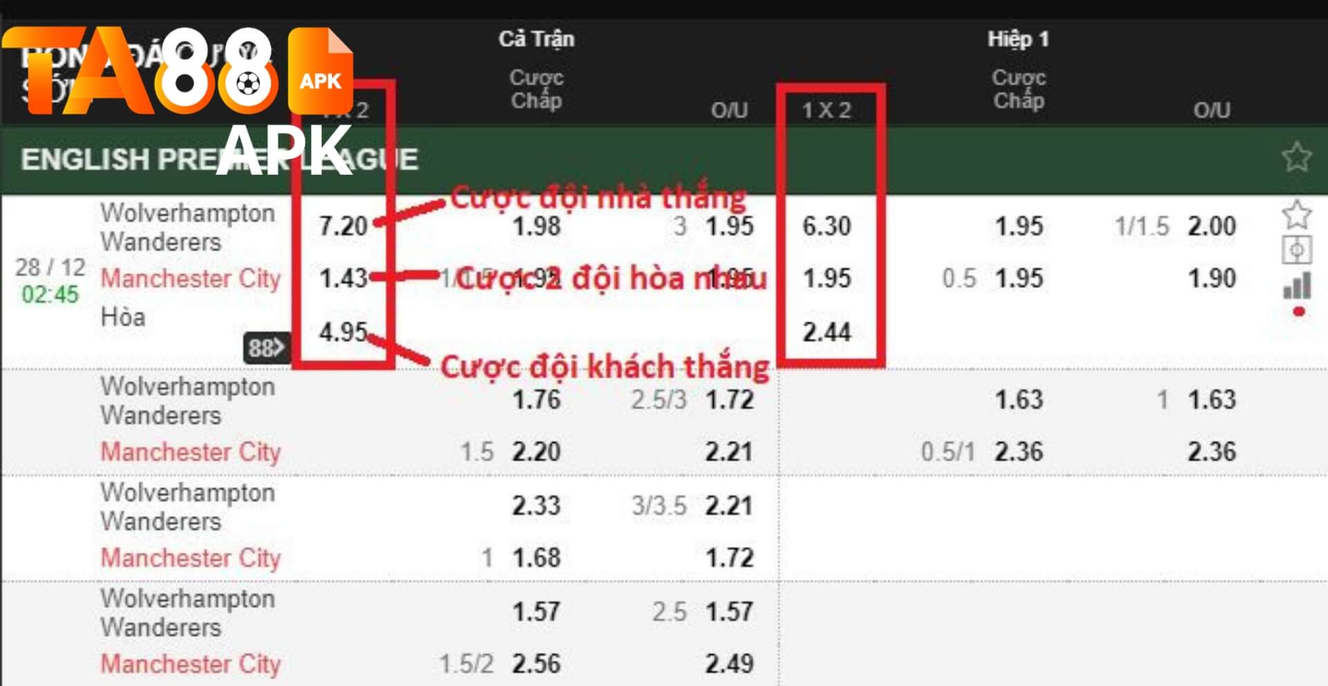 cách đọc kèo bóng đá