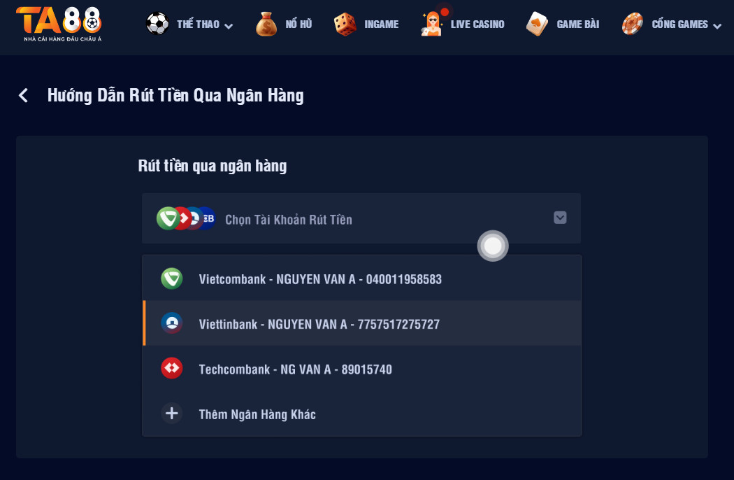 rút tiền Ta88