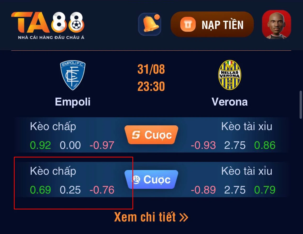 kèo chấp 1/4